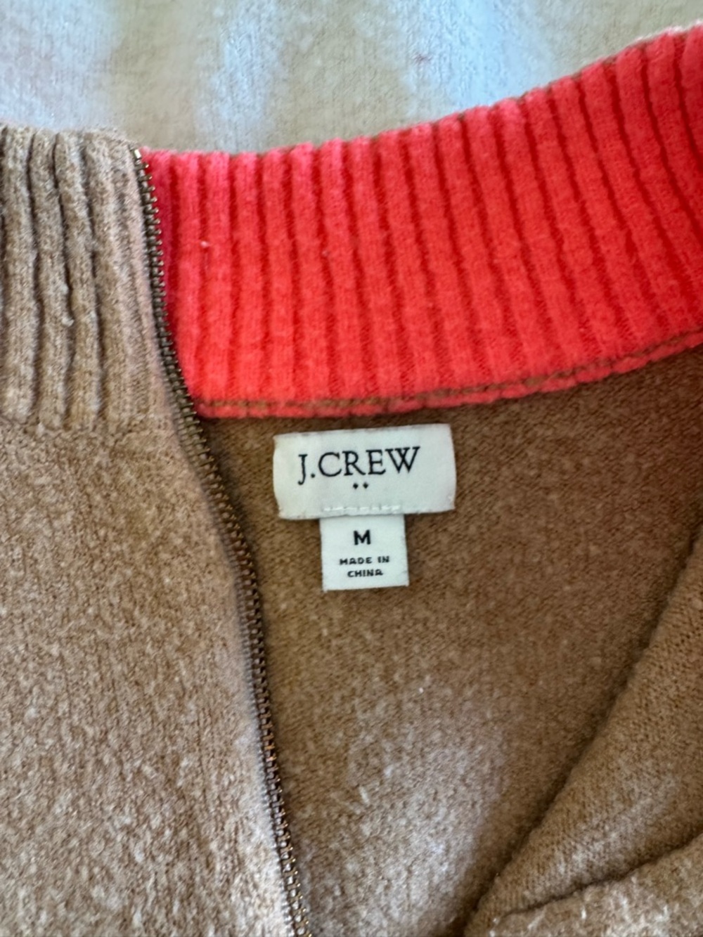 EUC J.Crew Factory Colorblock zip-up sweater in extra-soft yarn - Picture 3 of 3